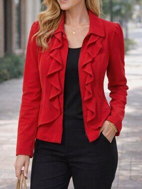 Red Radiance | INC Ruffle Blazer